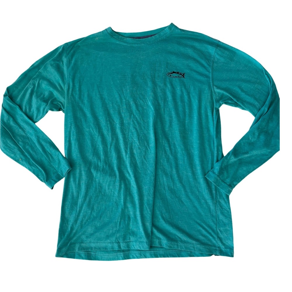 Bluefin‎ USA Long Sleeve Graphic Tee Men's Large Marlin Fishing Aqua Blue